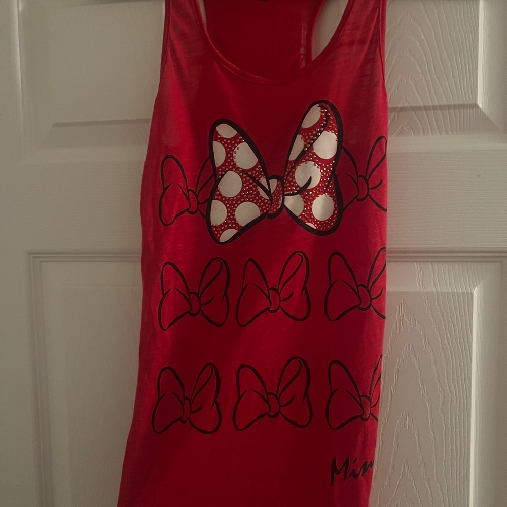 Red Minnie Mouse bow tank top